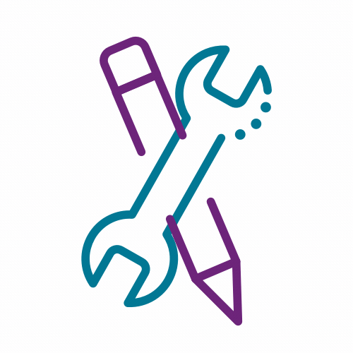 An icon featuring a wrench crossed with a pencil.