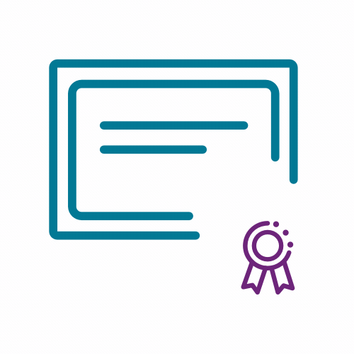 A certificate with a ribbon.