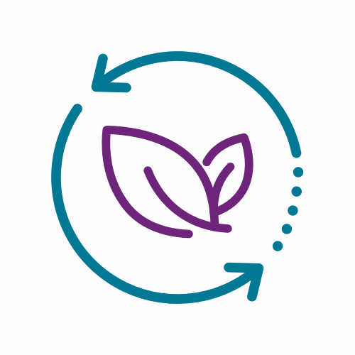 Stylized leafs surrounded by process circle