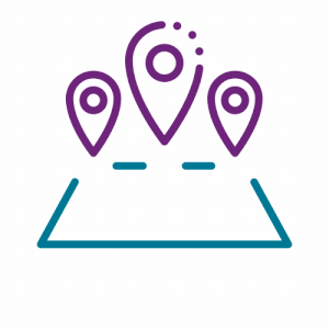 3 pins on a flat map