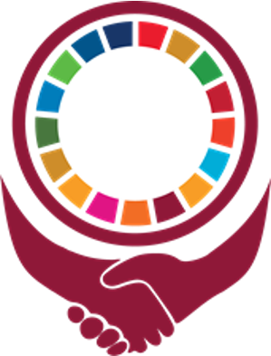 Engagement & Partnerships logo showing hands shaking below the SDG circle