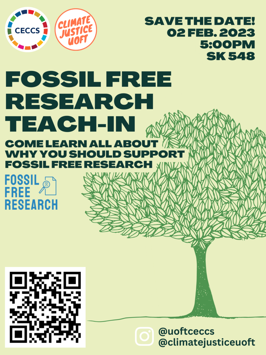 Fossil Free Research Teach-In event poster