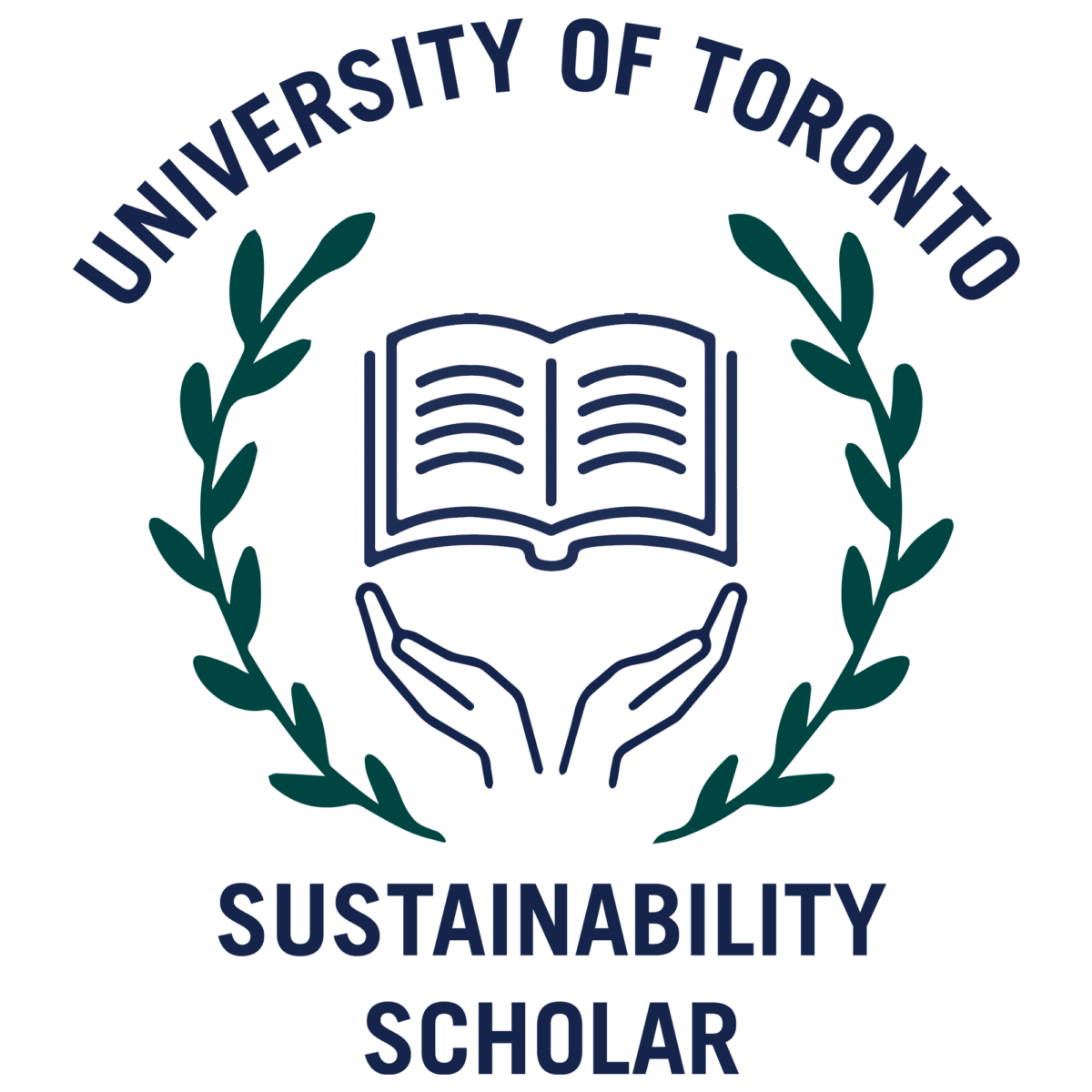 Sustainability Scholar logo, showing two hands under a book